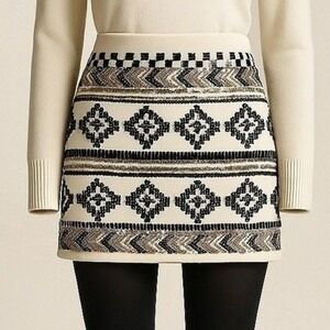 Paper Crane Embroidered Mini‎ Skirt. Beaded, Size Small